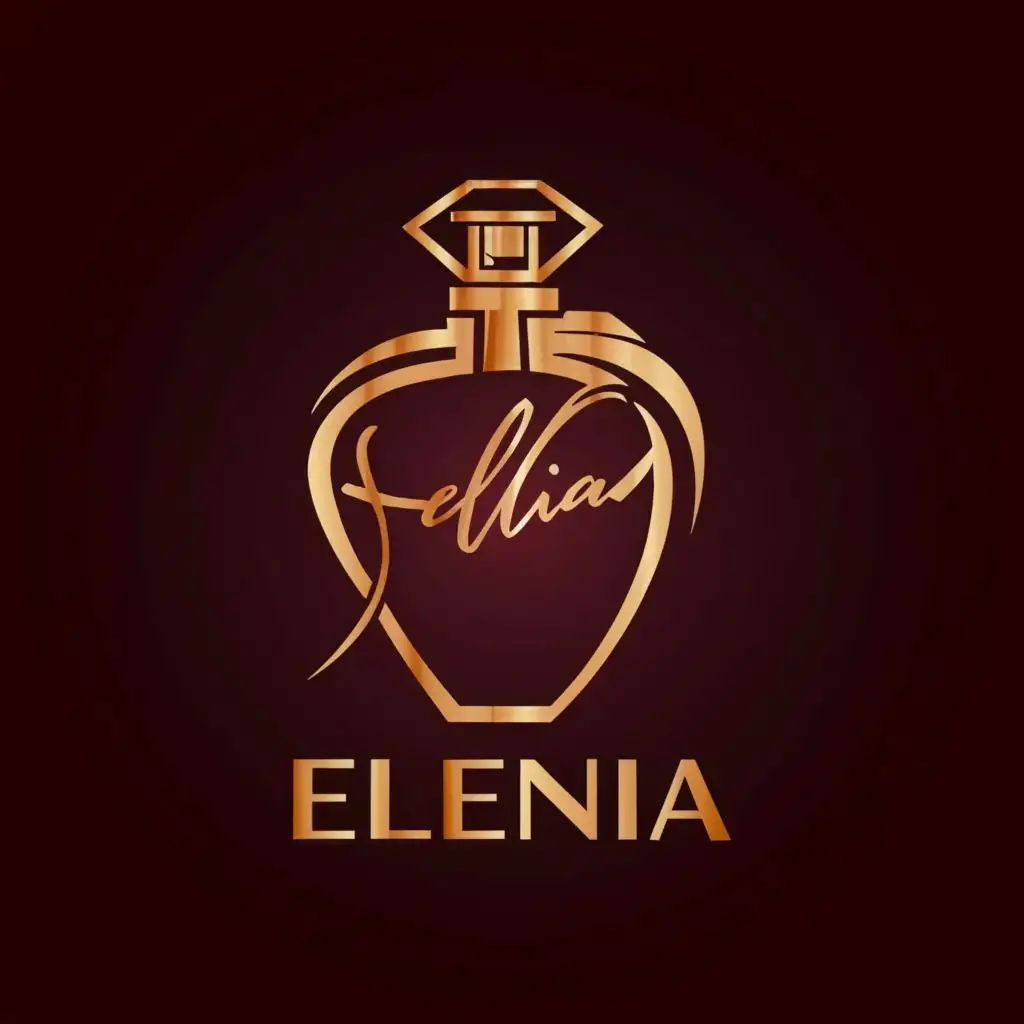 logo, Perfume bottle, perfume, scent, with the text "Elenia ", typography, be used in Entertainment industry