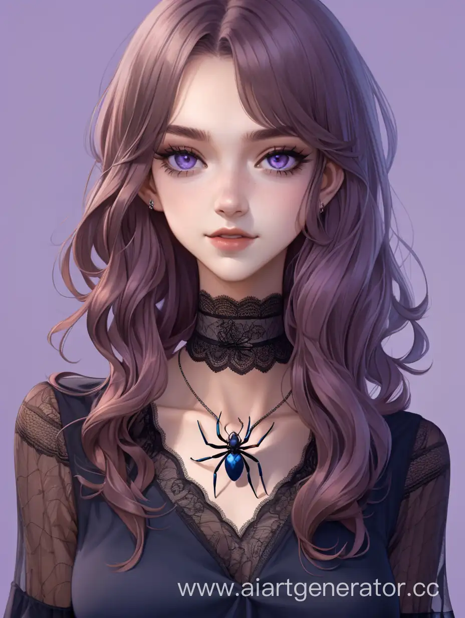 Elegant-LilacSkinned-Spider-Girl-with-Wavy-Brown-Hair-and-Unique-Features