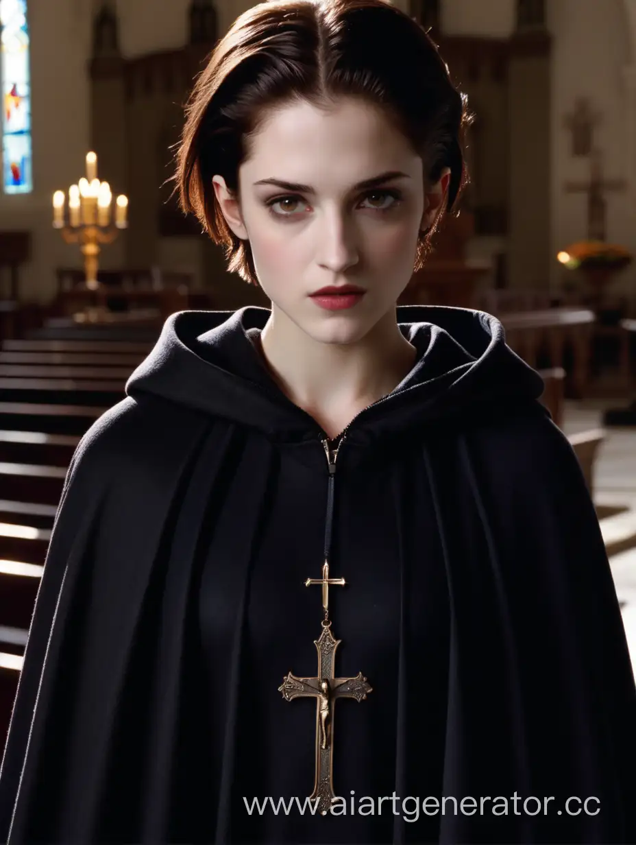 Bella-Swan-Ultrashort-Haircut-Gothic-Style-in-Catholic-Church