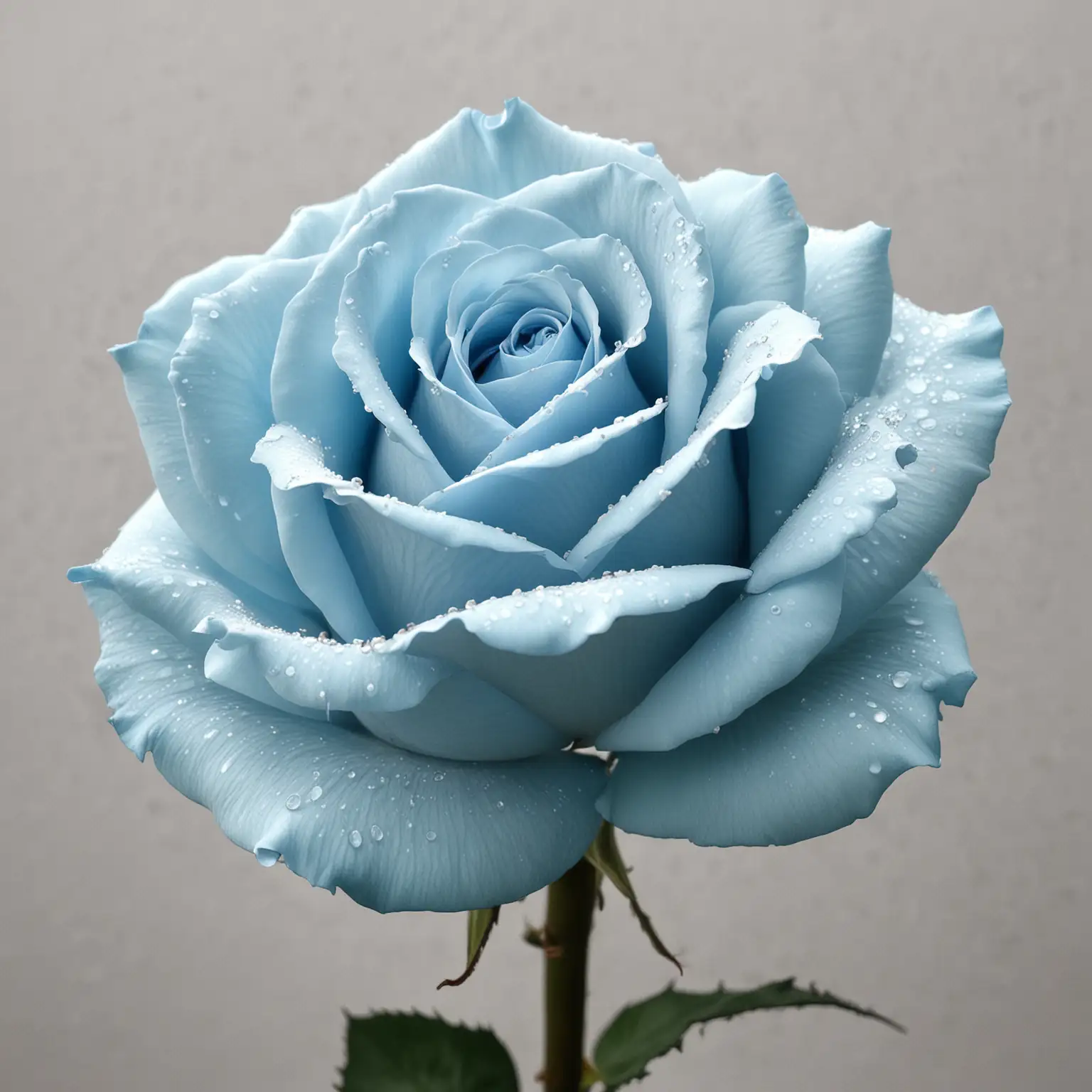 Serene Light Blue Rose in a Crystal Vase