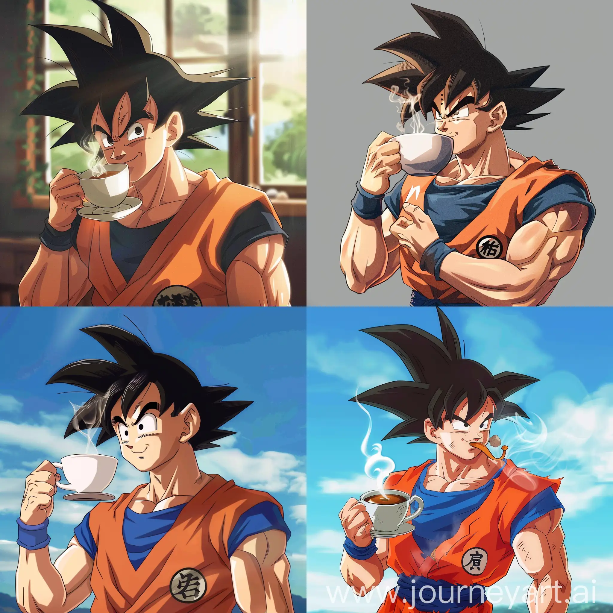 Goku-Enjoying-a-Coffee-Break