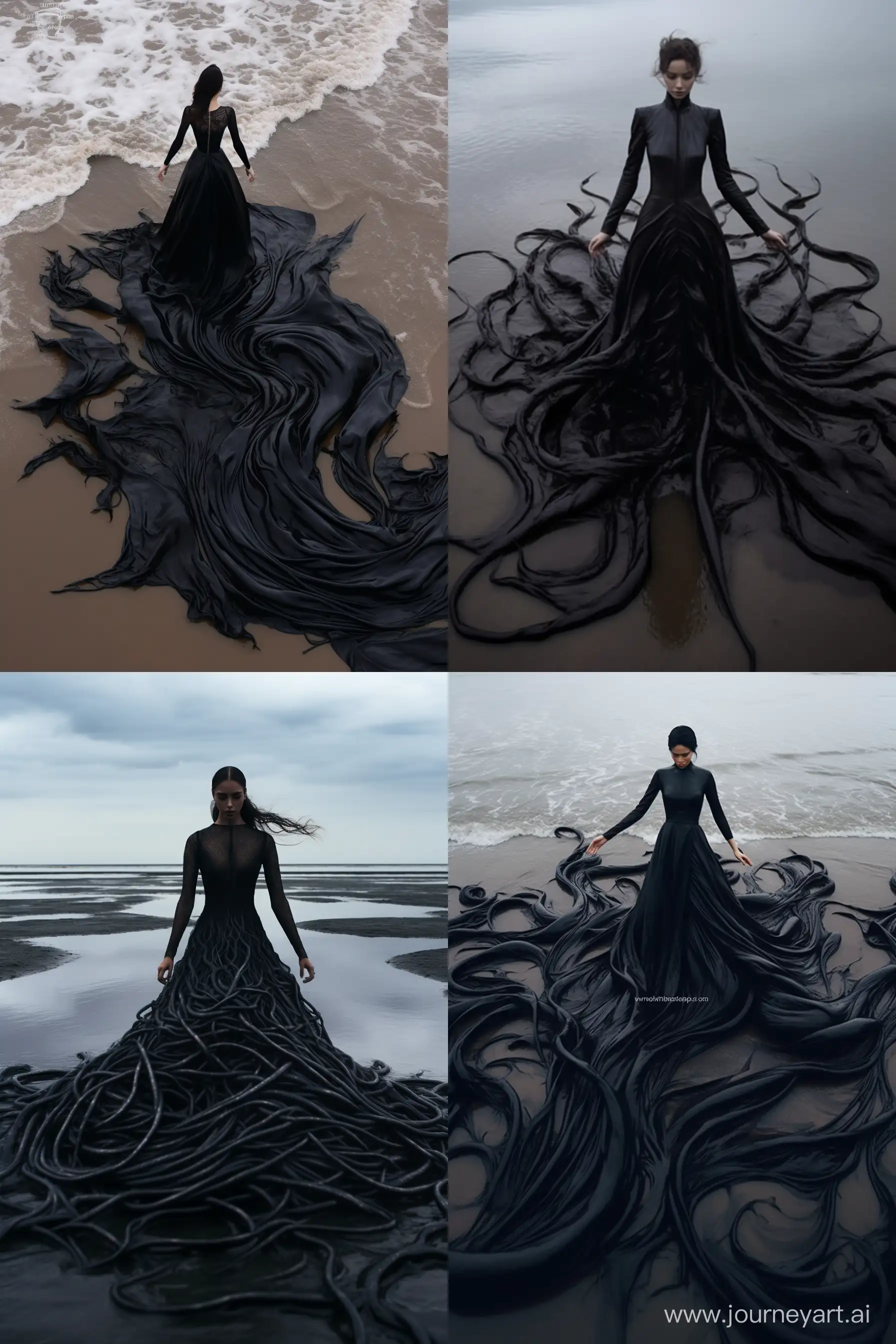 AvantGarde-Oceanic-Elegance-Haute-Couture-Black-Octopus-Dress-Photoshoot