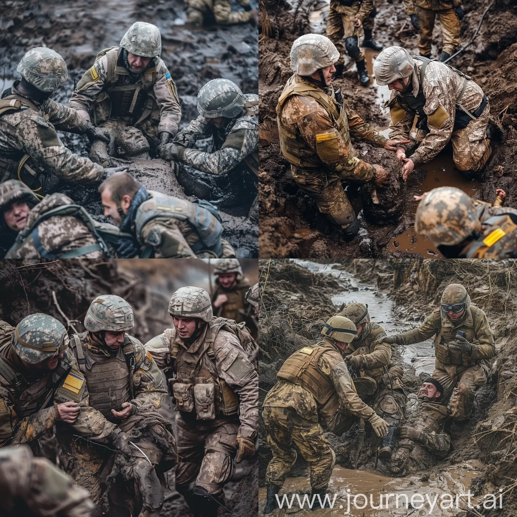 Ukrainian-Soldiers-Rescuing-Comrade-from-Underground-Peril