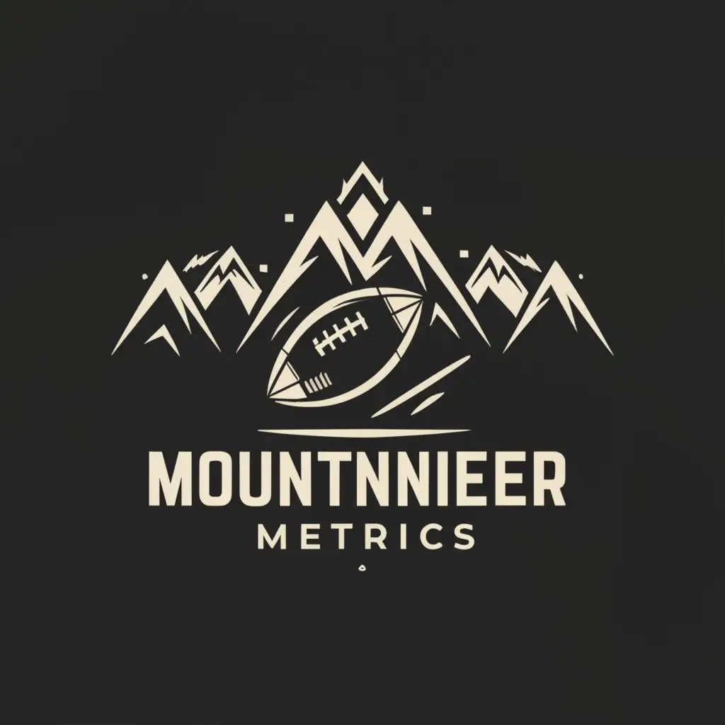 a logo design,with the text "mountaineer metrics", main symbol:football over mountains,Moderate,be used in Sports Fitness industry,clear background