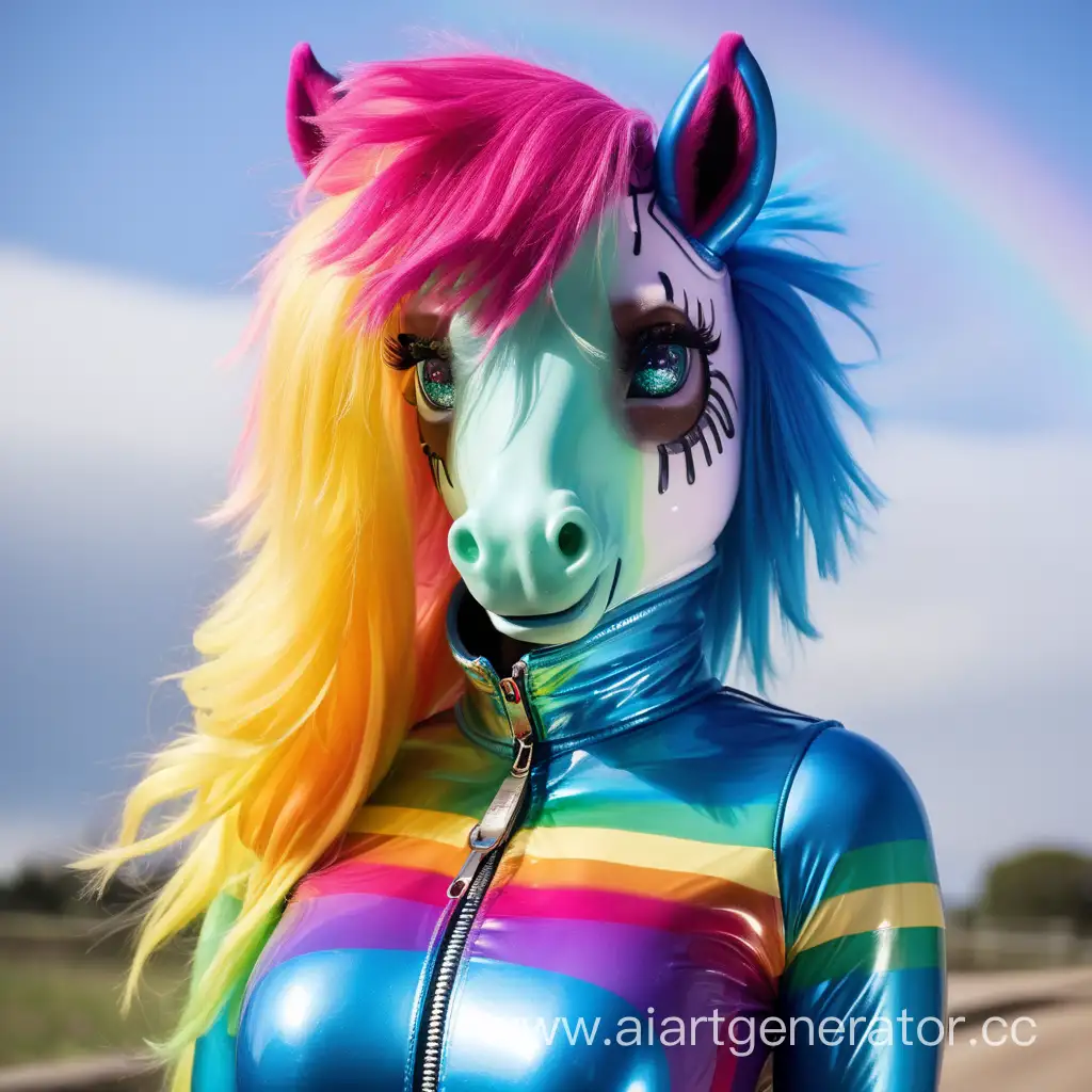 Colorful-Latex-Pony-Girl-with-Lush-Mane