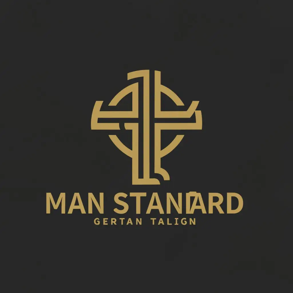 a logo design,with the text "Man standard", main symbol:Cross and iron forge,Moderate,be used in Sports Fitness industry,clear background