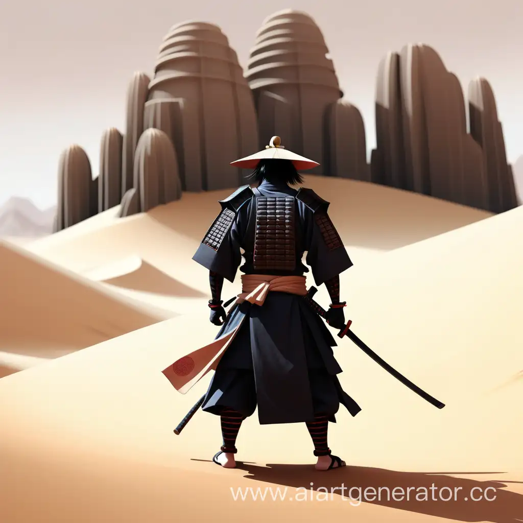 Lonely-Samurai-Roaming-the-Desert-Sands