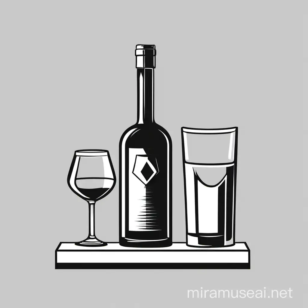 запрет алкоголя, минимализм, векторная иллюстрация, черно белый