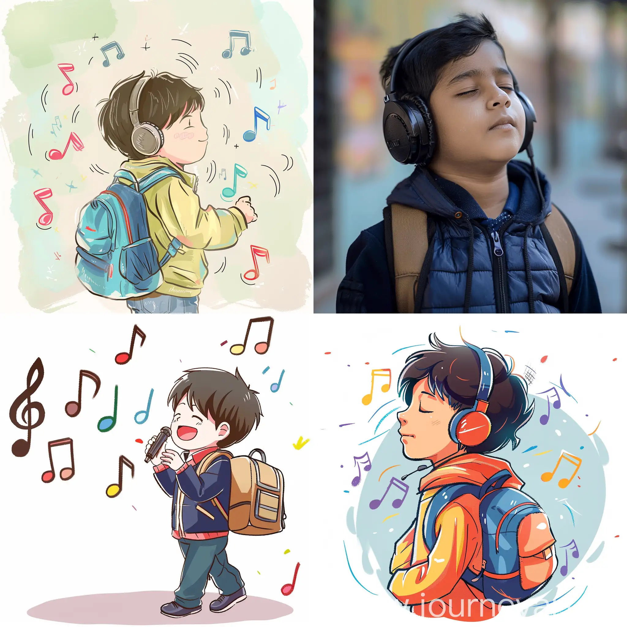 Young-Boy-Commuting-to-School-while-Listening-to-Music