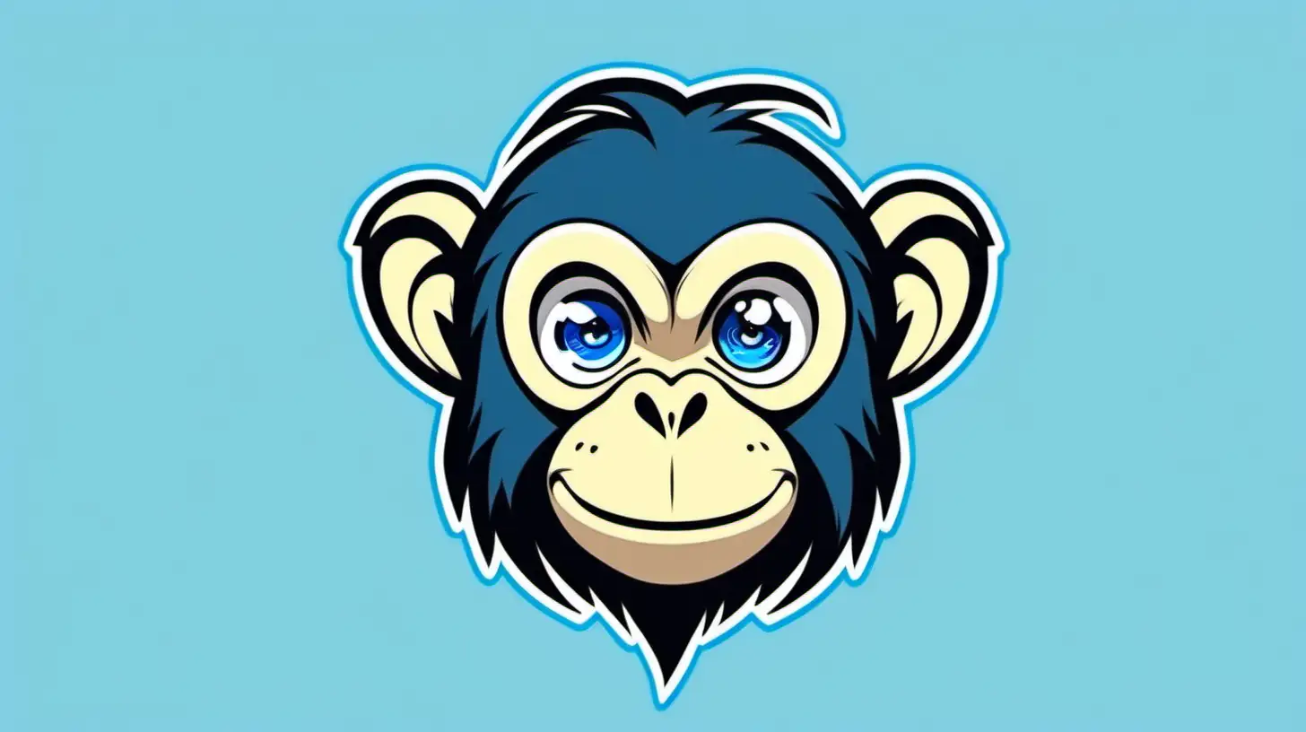 Anime portrait monkey logo blue white black
