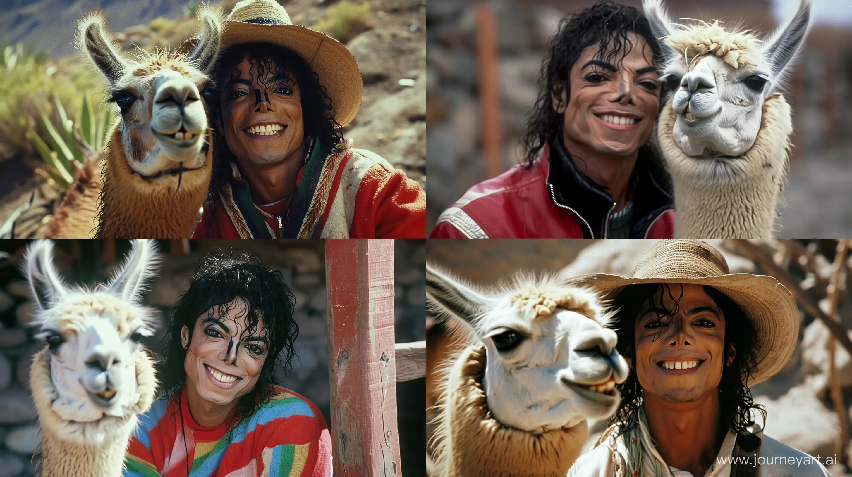 Michael-Jackson-Poses-with-Smiling-Llama-in-1985