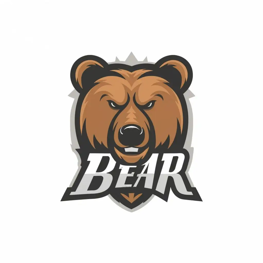 logo, bear head, with the text "bear", typography