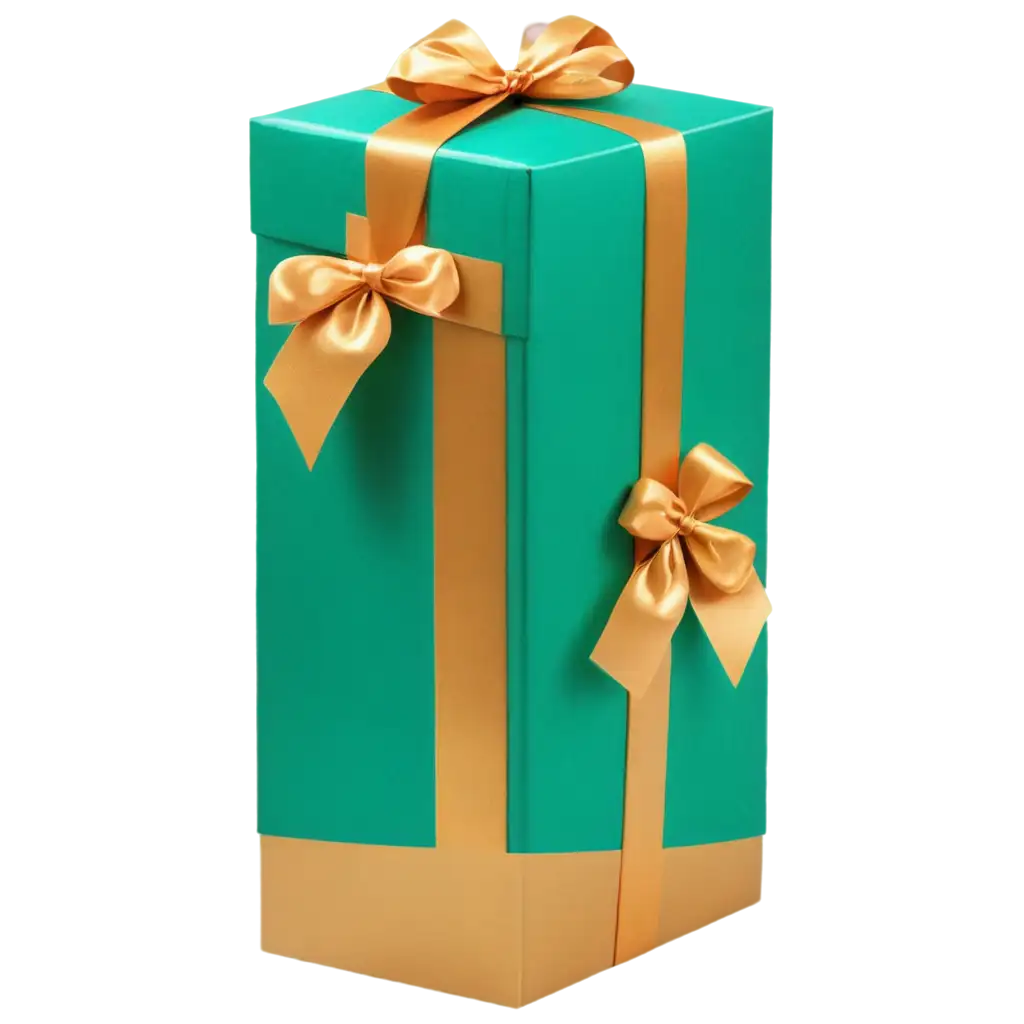 large bright rectangular vertical gift box with a bow on top