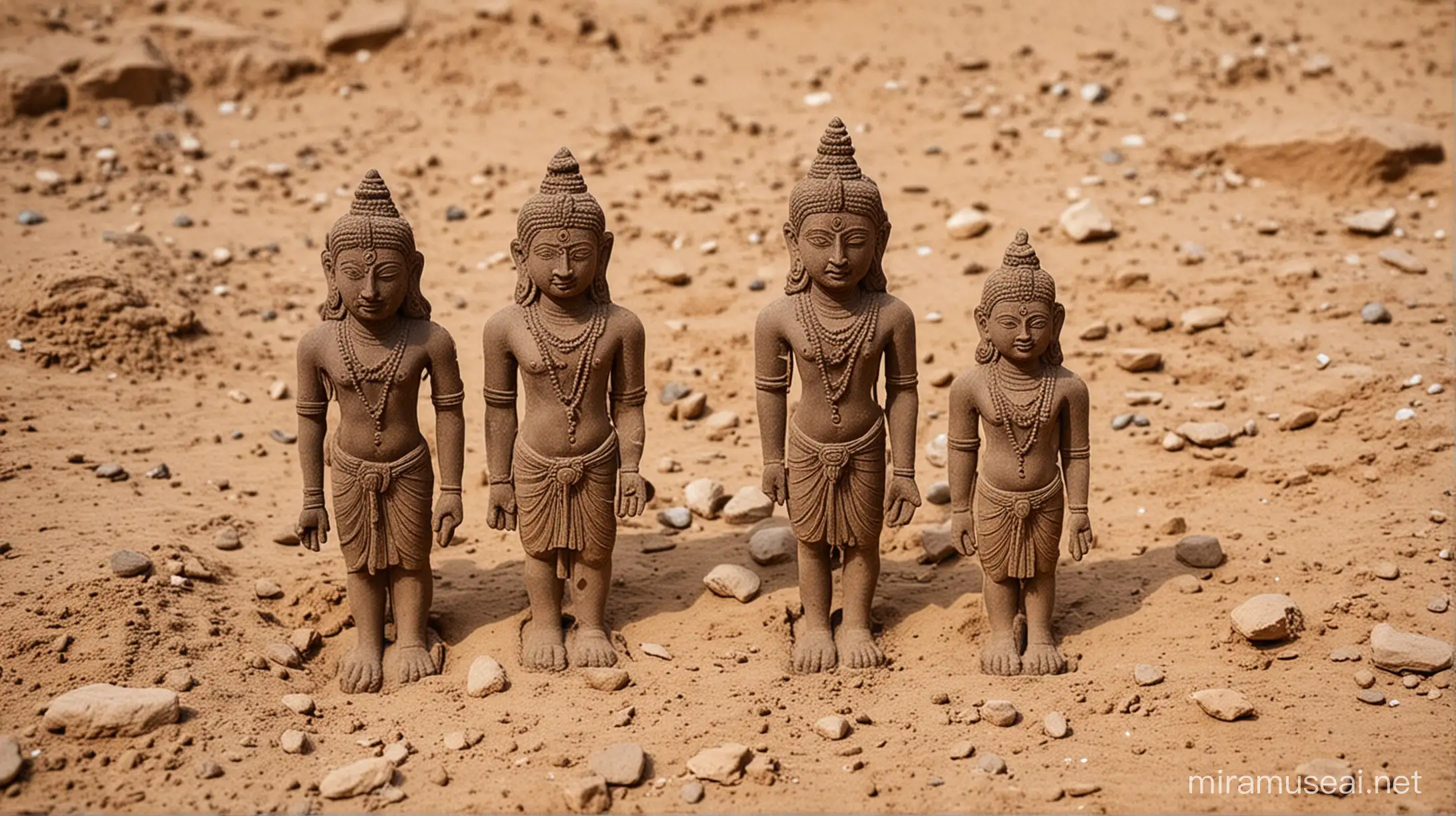 400 year old indian god very small statues found in excavation in Indian village