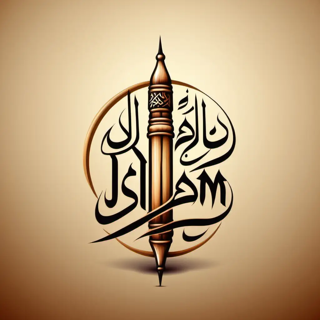 Islamic Name Logo in Elegant Arabic Calligraphy Style with Bamboo Pen