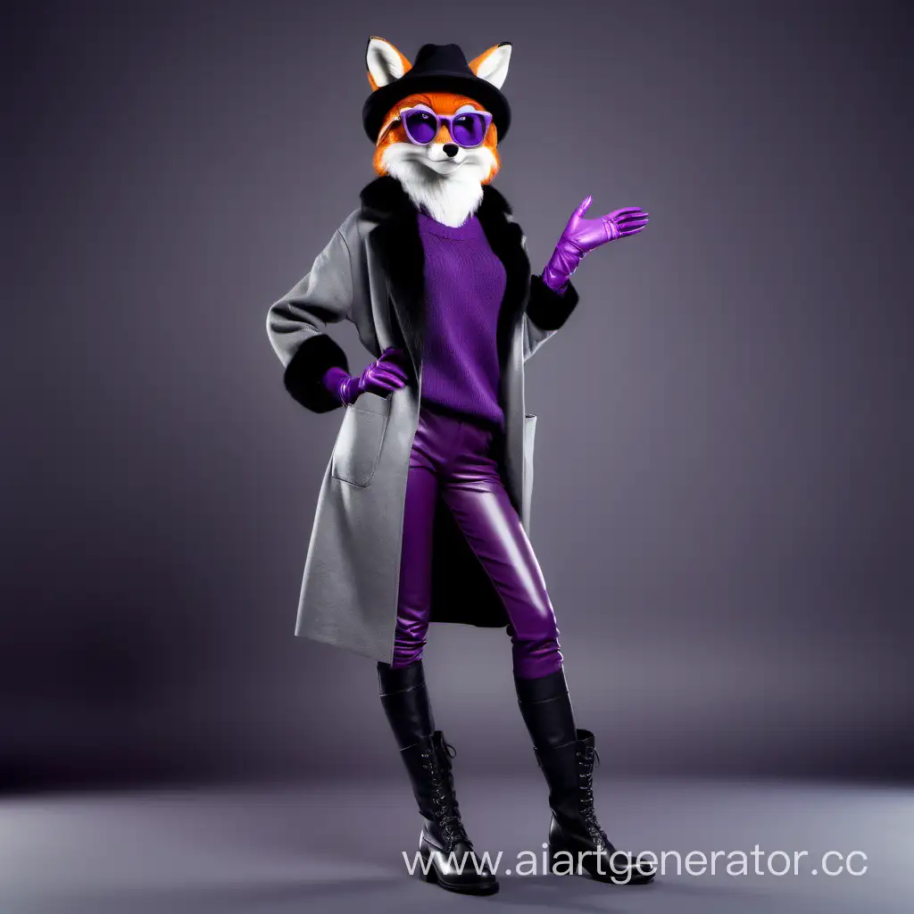 Fashionable-Anthropomorphic-Fox-in-Retro-Style-Attire-and-Prosthetic-Hand