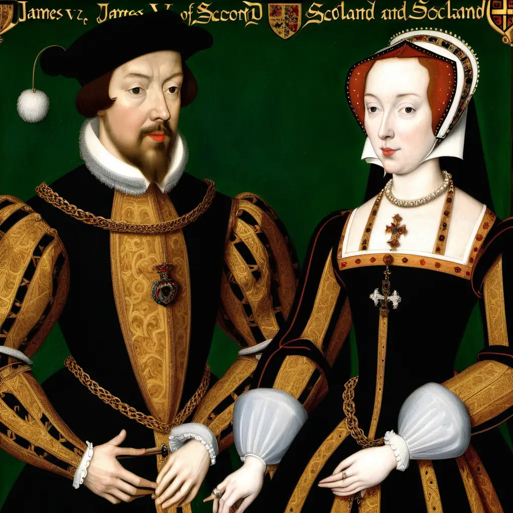 Jacobo V de Escocia y de su segunda esposa, María de Guisa.