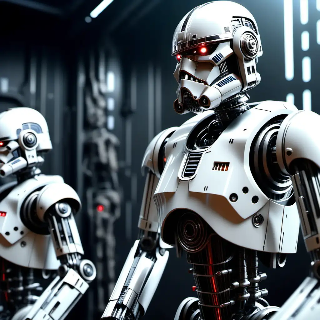 Ultra Realistic 4K 3D Photographic Detail of Star Wars Metal Robots