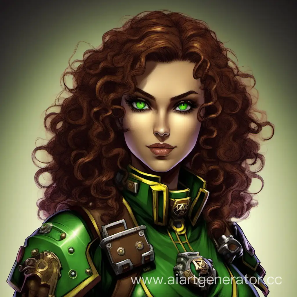 Rogue Trader,Female Portraits,warhammer 40000,cute,green eyes,curly,brown-haired