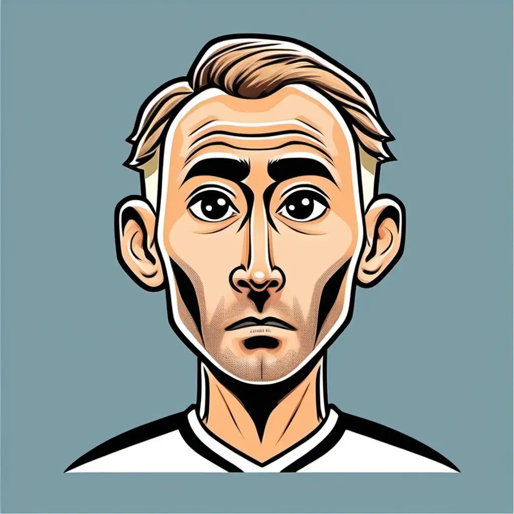 Christian Eriksen Cartoon Icon Expressive Head Illustration of the Talented Footballer