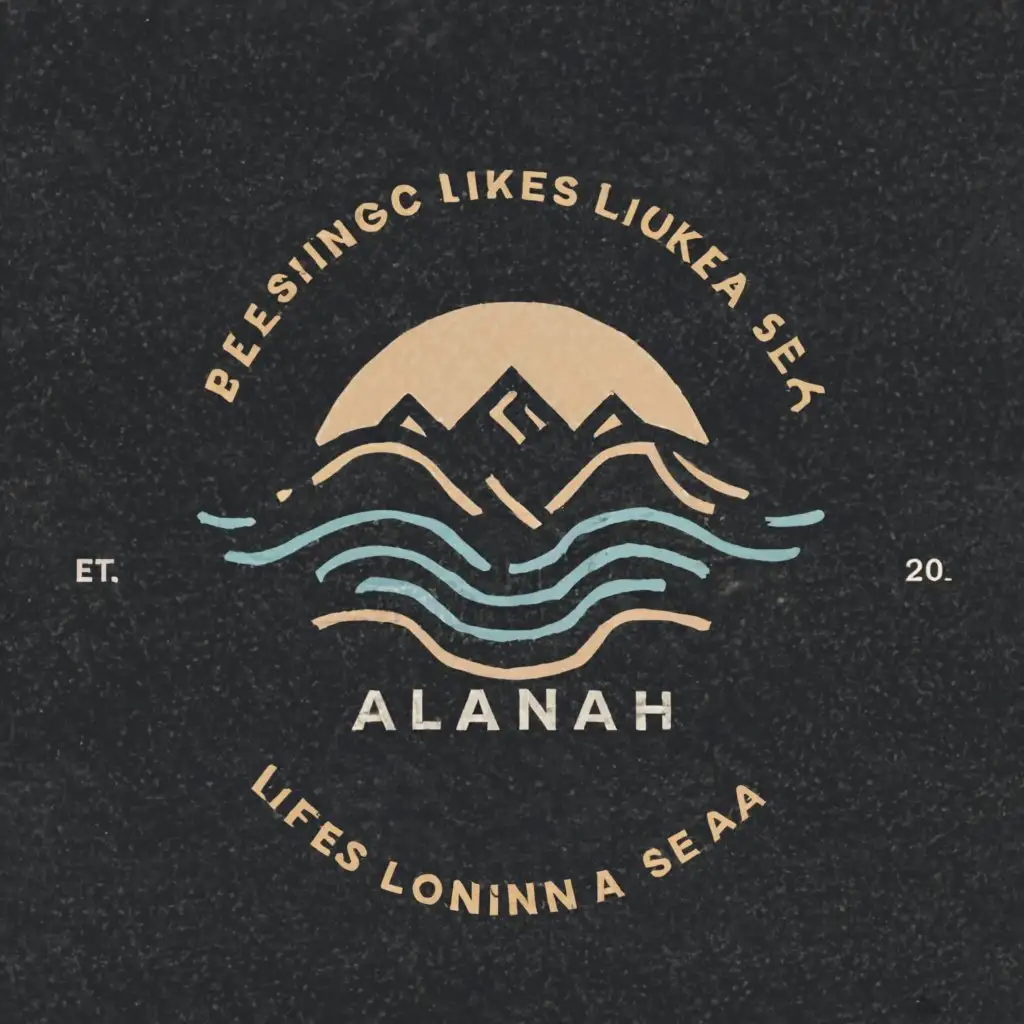 a logo design,with the text "blessings like the east china sea life as long as the nanshan mountains", main symbol:alanah,Minimalistic,clear background