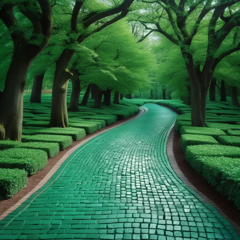 Enchanting Emerald Green Brick Road Pathway