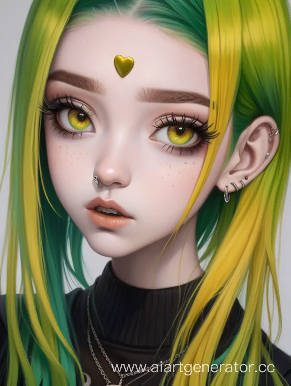 Youthful-Woman-with-Green-Dyed-Hair-and-Nose-Piercing