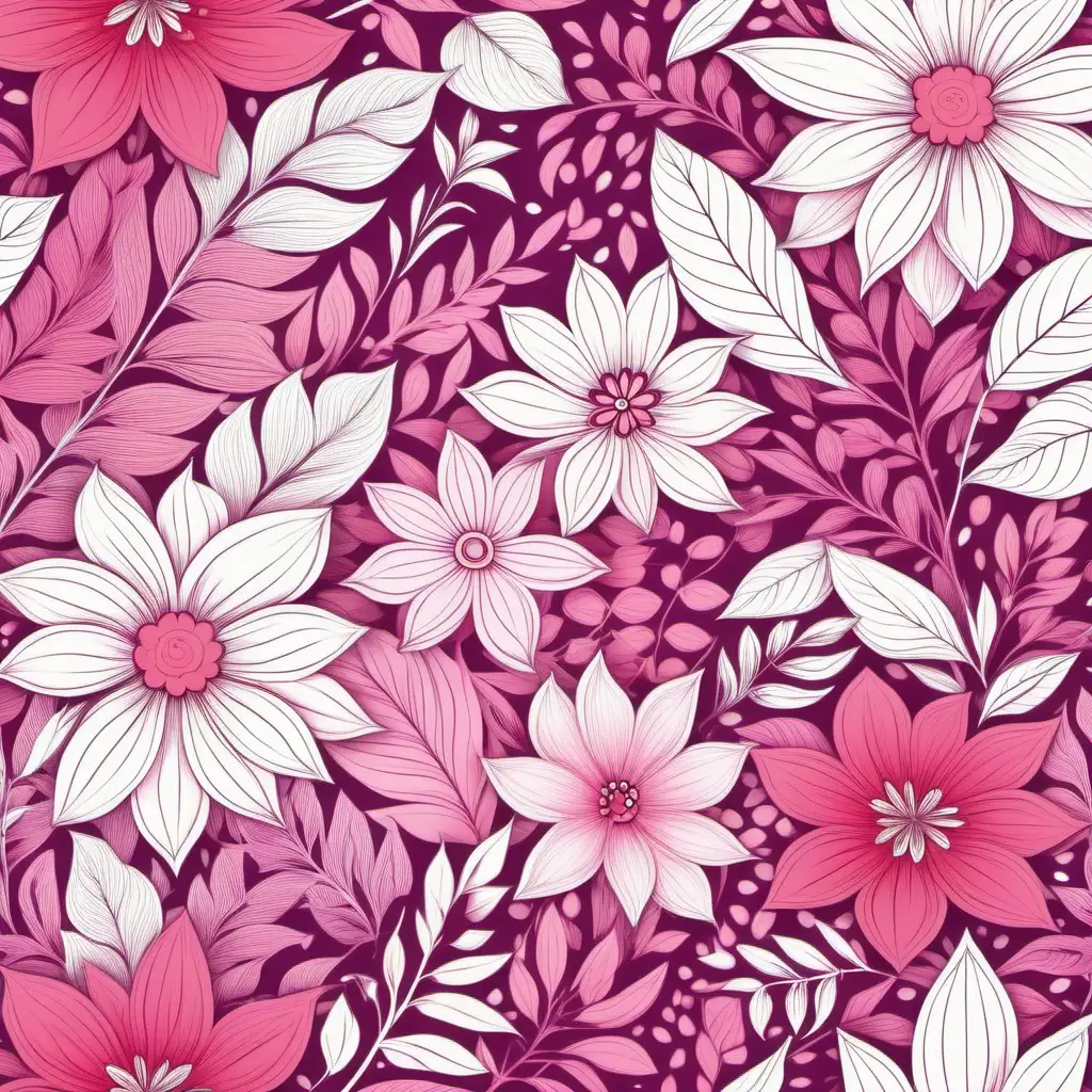 Vibrant Playful Pink and White Floral Seamless Pattern