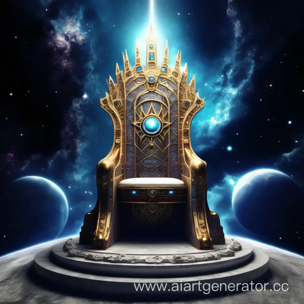 Epic cosmic throne on a pedestal
