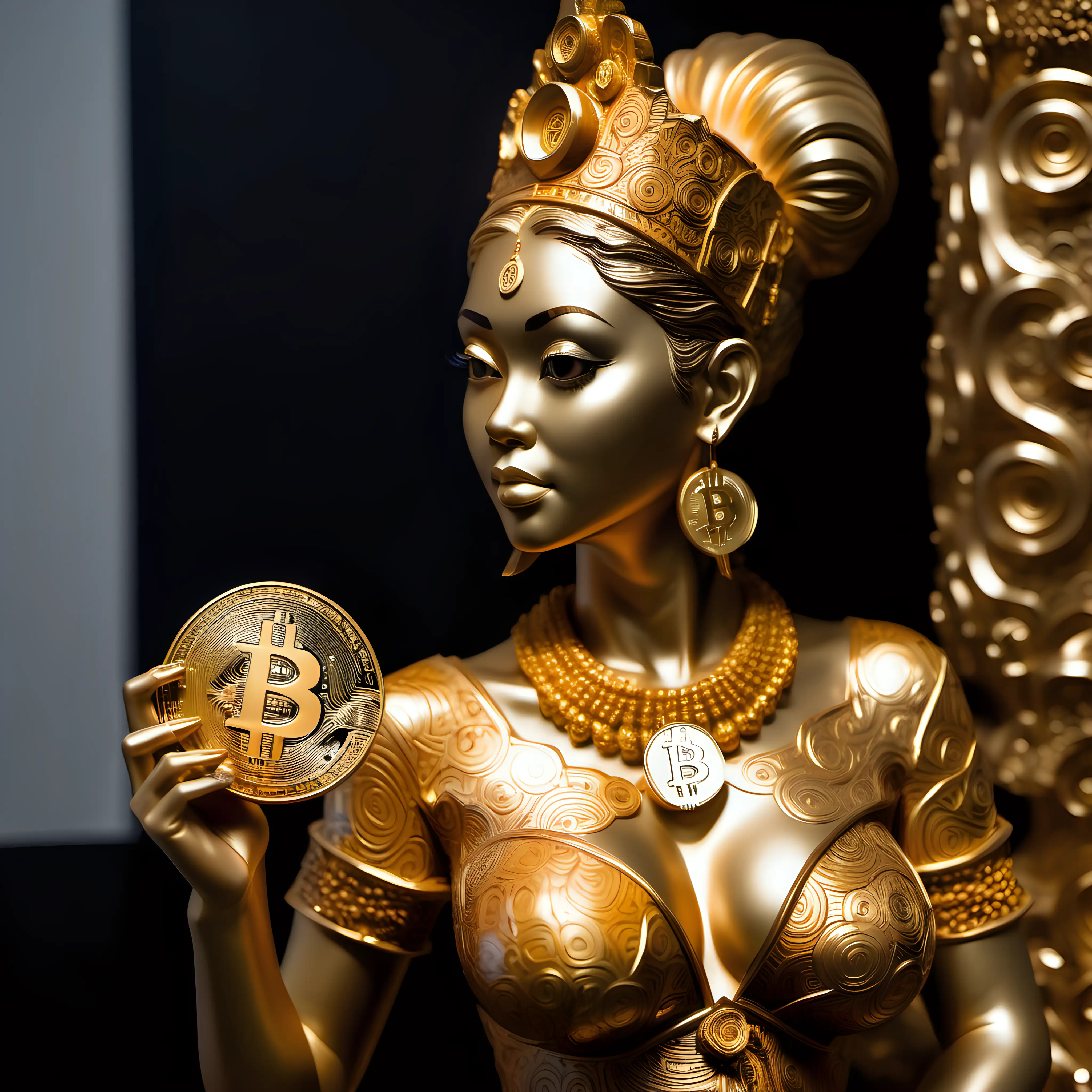 Royal Indonesian Princess Adorns Golden Bitcoin Statue