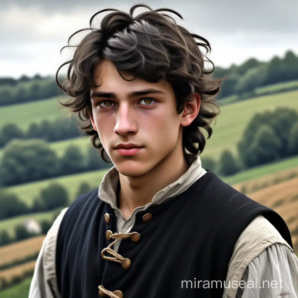 Young Male Peasant with Hazel Eyes in Breton Countryside