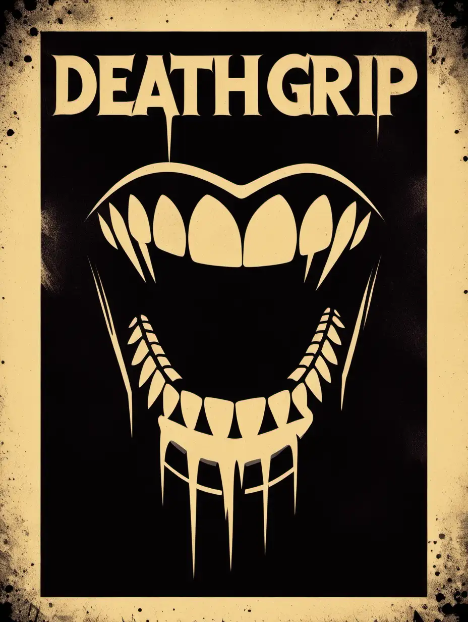 Minimalist Movie Poster Deathgrip Vampire with Stencil Style and Negative Space