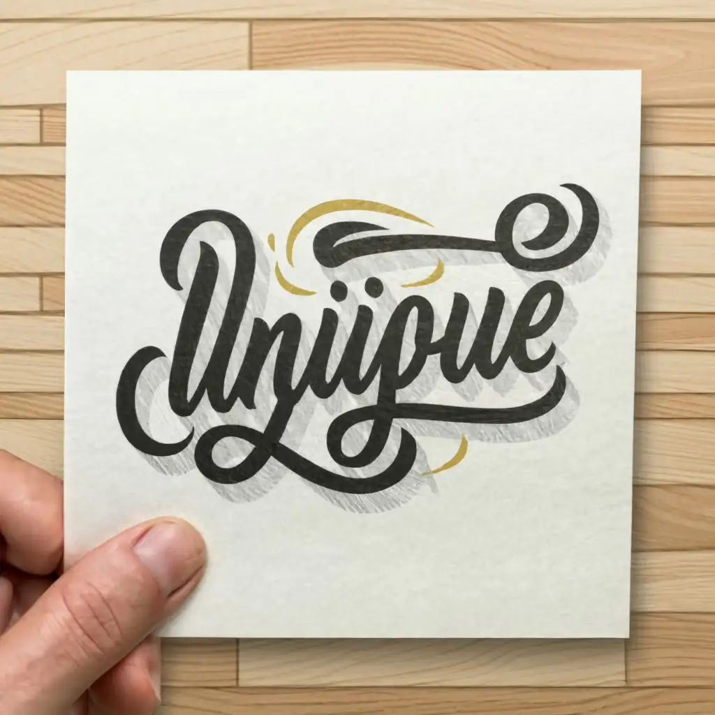 logo, paper, with the text "unique", typography