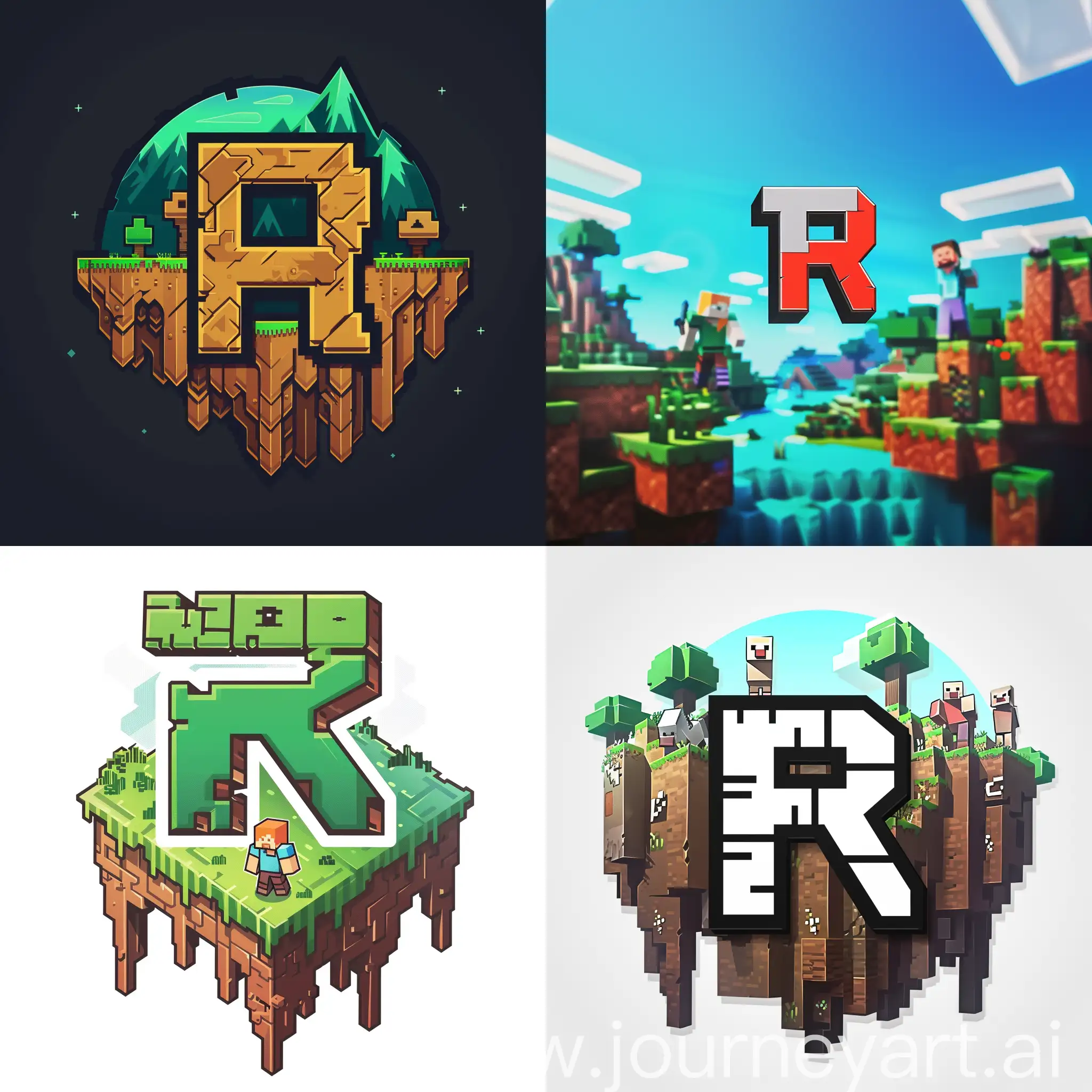 Minecraft-Style-Logo-Design-with-Letter-R-in-4K-Vector-Graphics