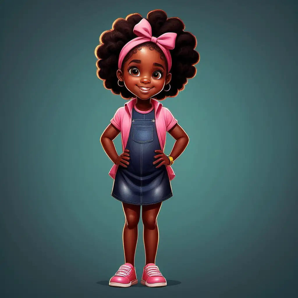 Adorable Cartoon Illustration of a Little Black Girl