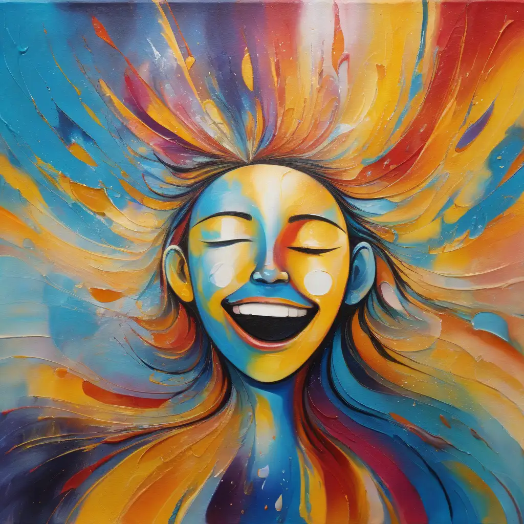 abstract painting of person feeling happy, feeling of joy, feeling of bliss, feeling of peace, feeling of amazement 