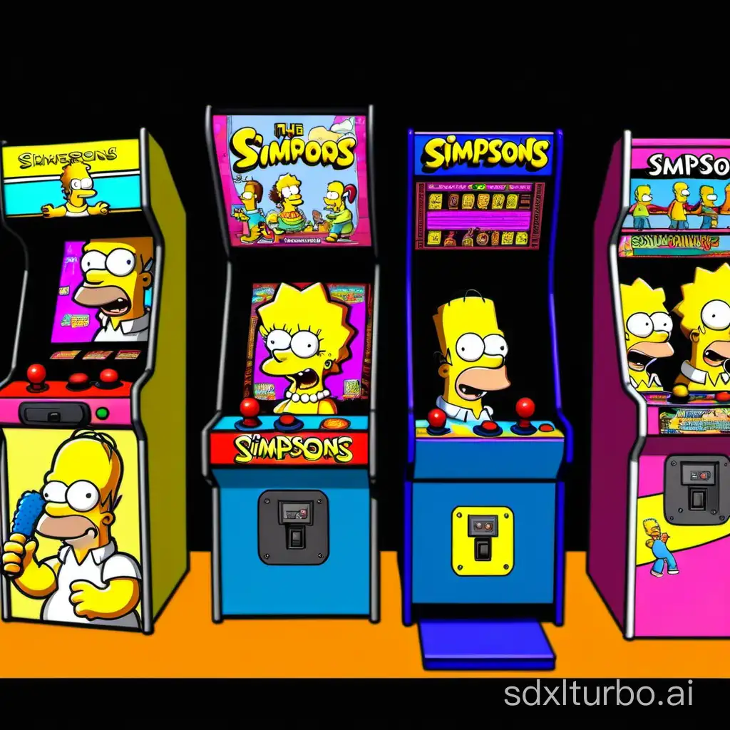 the simpsons video game arcade. simpsons style animation.