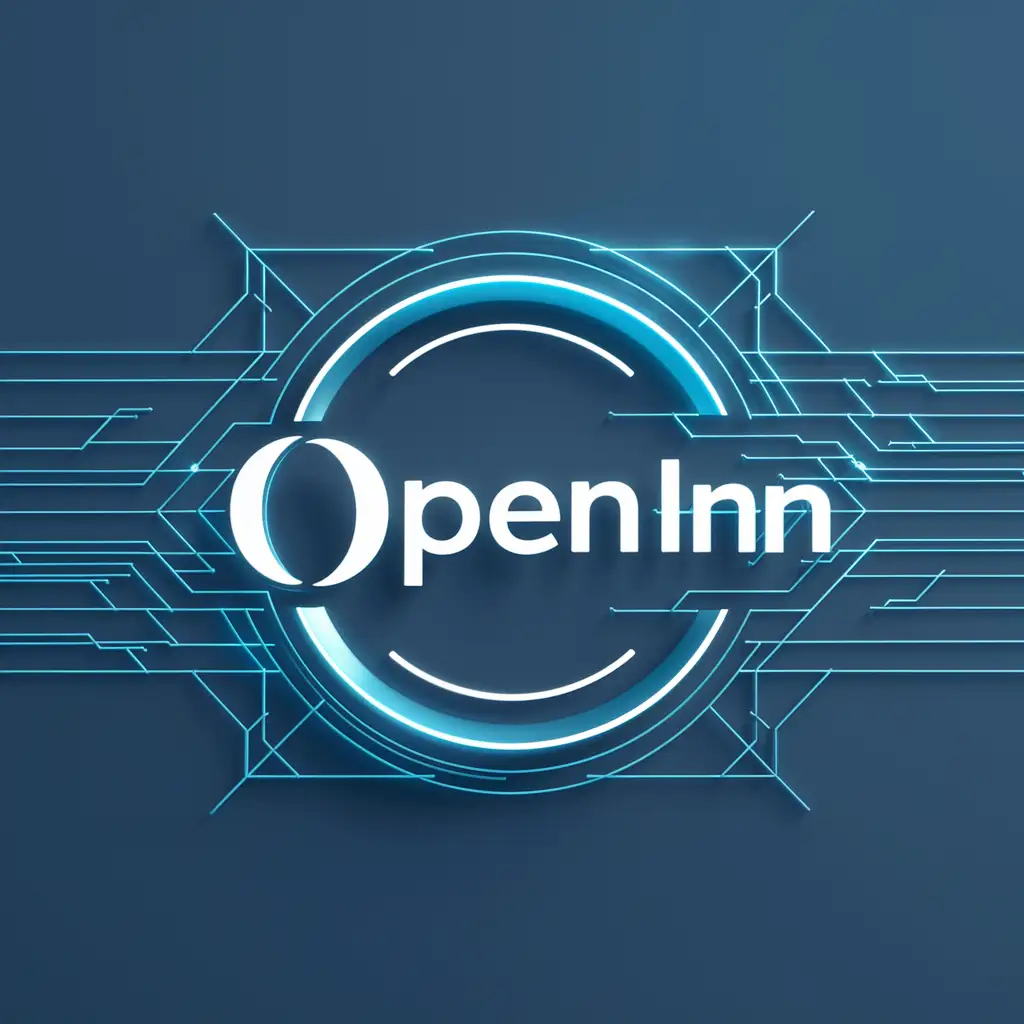 A high-resolution image featuring the OPEN INN logo in the center, exuding a strong sense of technology with line elements. The logo design is modern and simple, set against a solid blue background that contrasts sharply with the logo, making it stand out.

Sampling method：DPM++ 2M Karras；Sampling steps：20；CFG Scale：7；Seed：123456789；