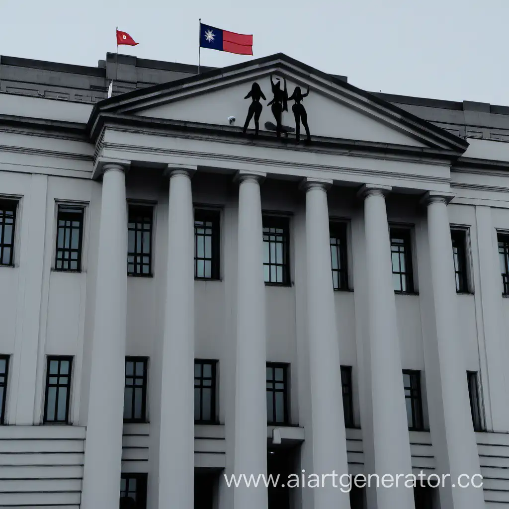 Государственное здание с флагом блядей на крыше