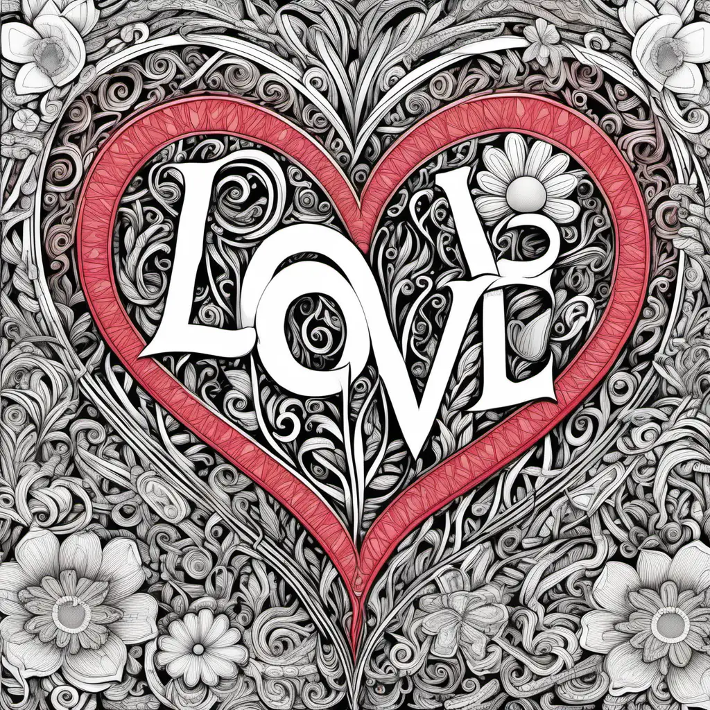 Vibrant Love Intricate HeartShaped Floral Design with Abstract Details
