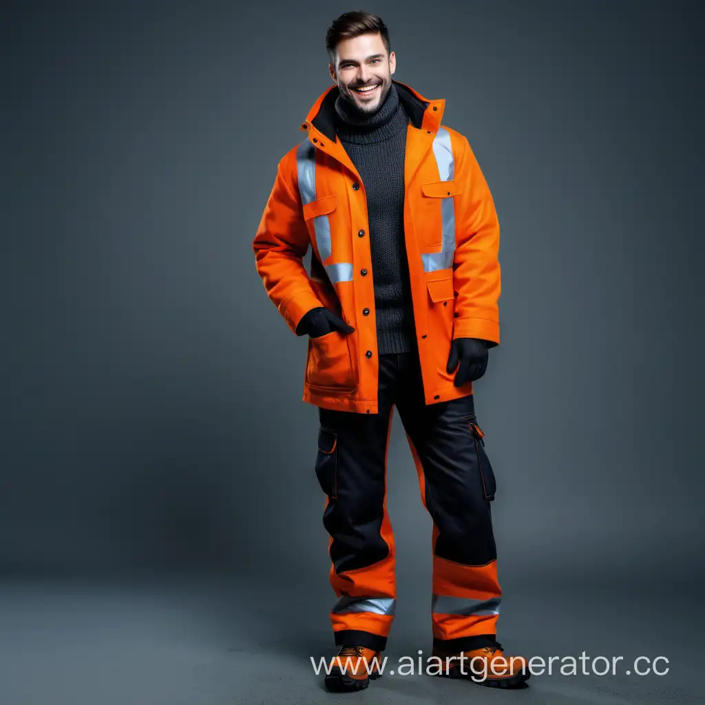 Stylish-Winter-Workwear-Smiling-Man-in-Black-and-Orange-Ensemble