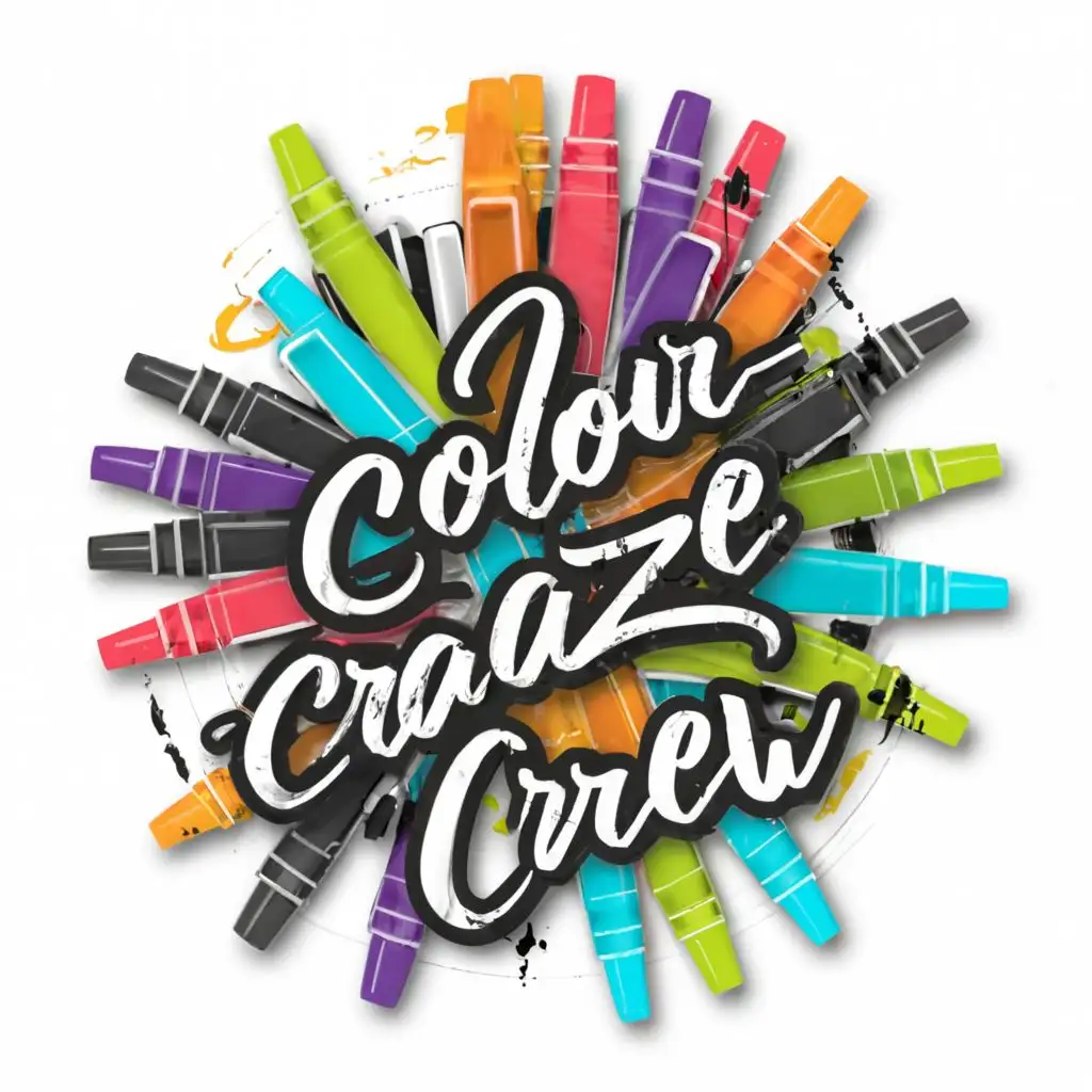 a logo design, with the text "Colour Craze Crew", main symbol: colours pens art, complex, be used in Entertainment industry, clear background