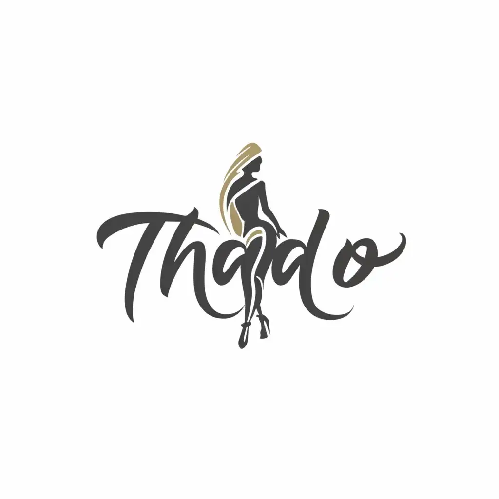 a logo design,with the text "Thando", main symbol:Diva lady,Minimalistic,clear background