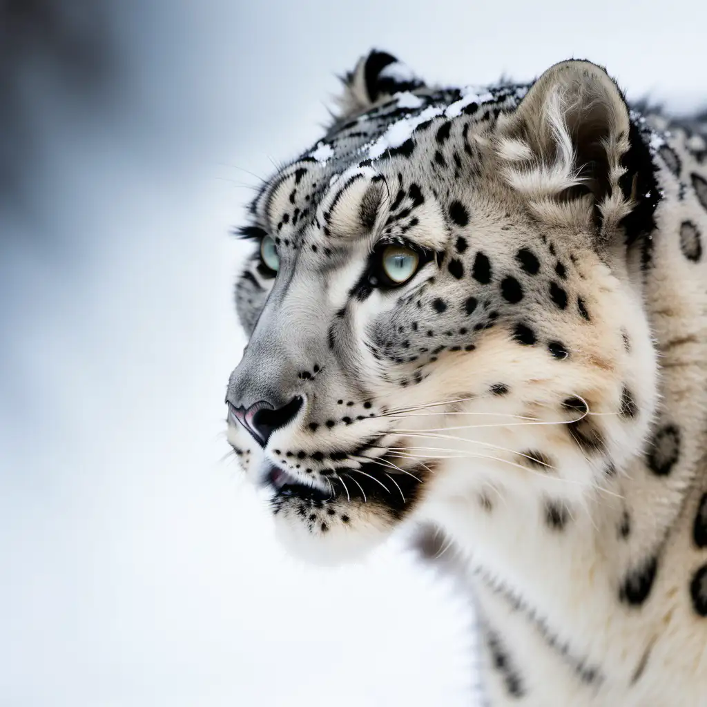 Majestic Snow Leopard CloseUp Stunning White Fur and Piercing Eyes