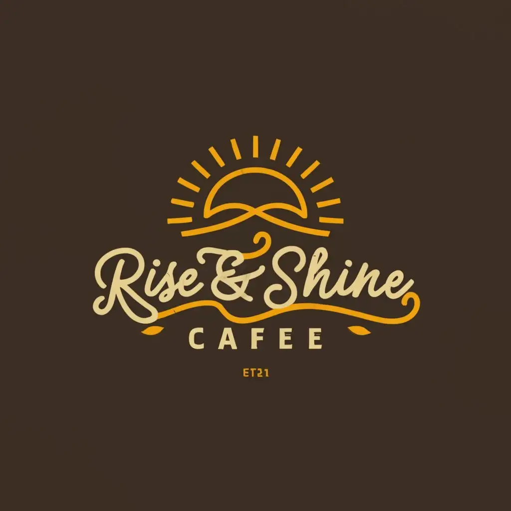 a logo design,with the text "Rise and shine cafe", main symbol:Sun and cafe tables,Minimalistic,be used in Restaurant industry,clear background