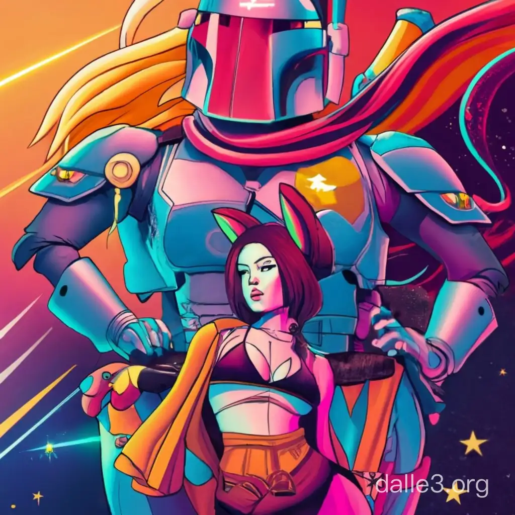 sexy female rabbit boba fett samus intergalactic starry sparkles aurora