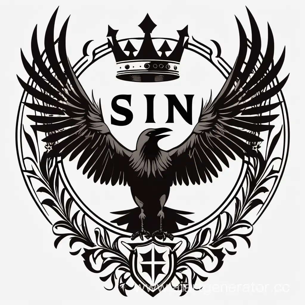 Логотип компании "SIN", ворона, корона, чума