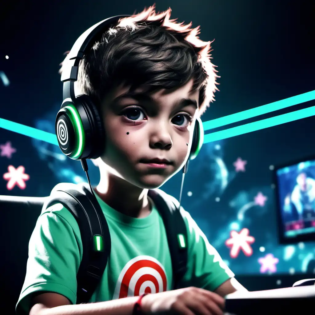 Pepperminttoned Cartoon Esports Kid with Special Effects 4K HD