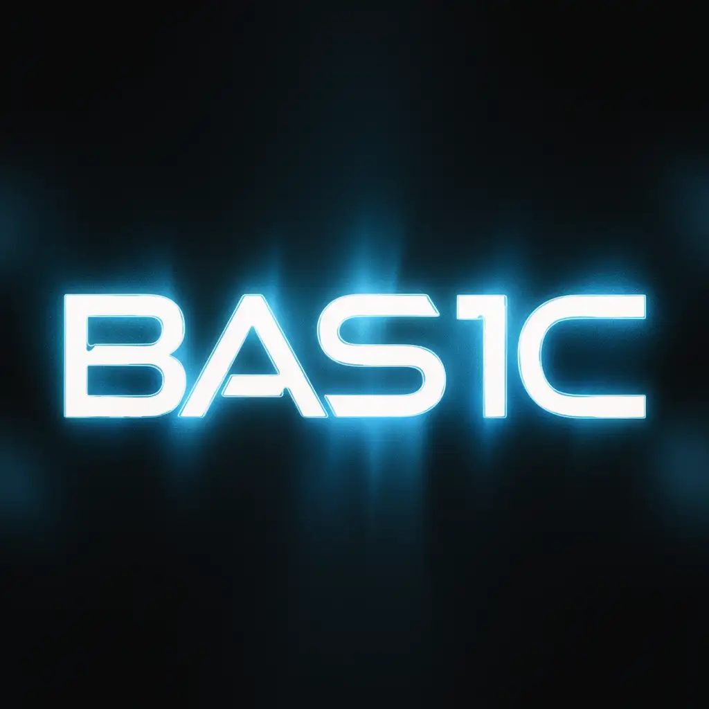 Neon blue inscription "Bas1c"