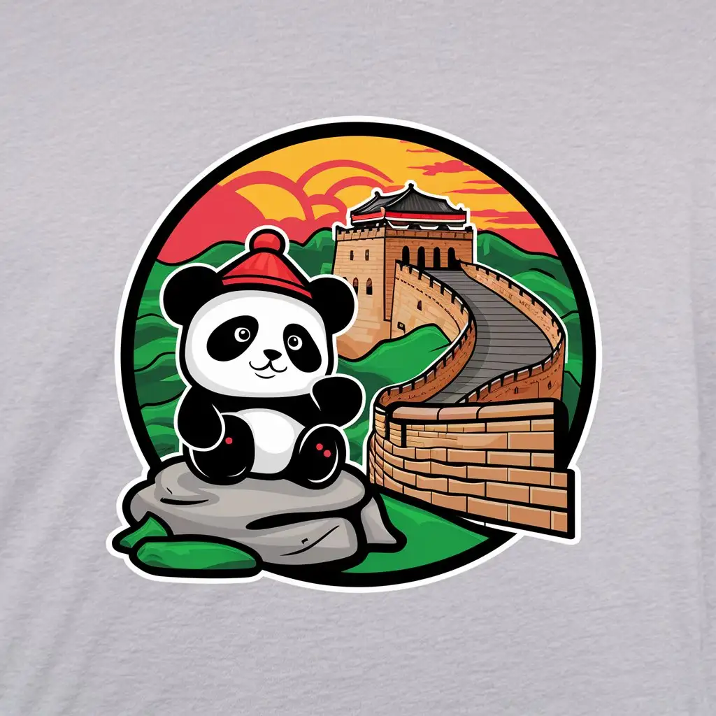 Panda-Logo-Design-with-Great-Wall-of-China-Background